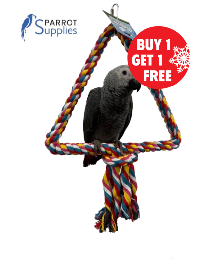 34Cm Medium Triangle Rope Swing Toy Parrot Toy - BOGOF